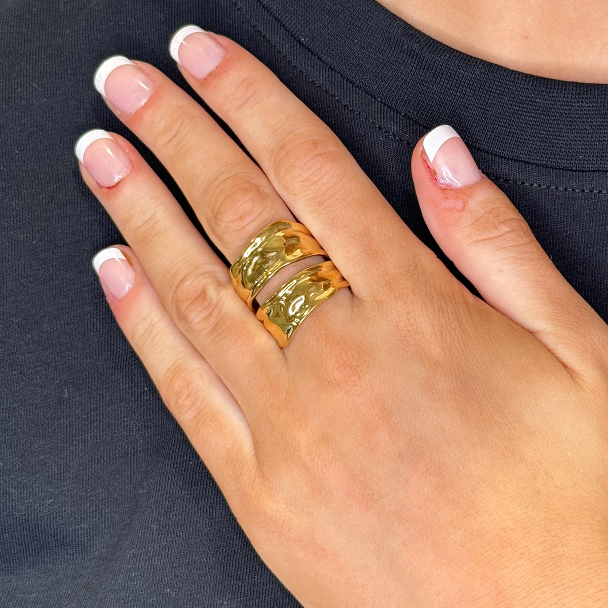 Serafina Collection Hammered Metal Chunky Ring, Gold