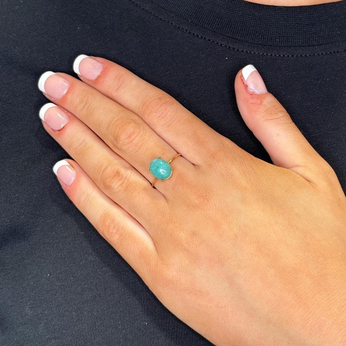 Serafina Collection Turquoise Gem Adjustable Ring, Gold