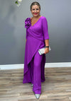 John Charles Draped Corsage Top and Trousers Co Ord, Purple