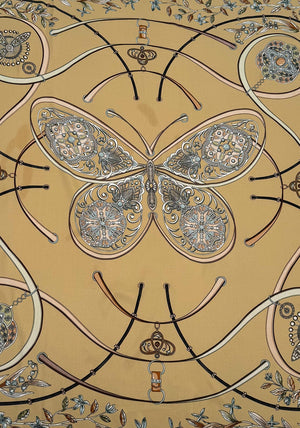 Serafina Collection Butterfly Print Scarf, Beige