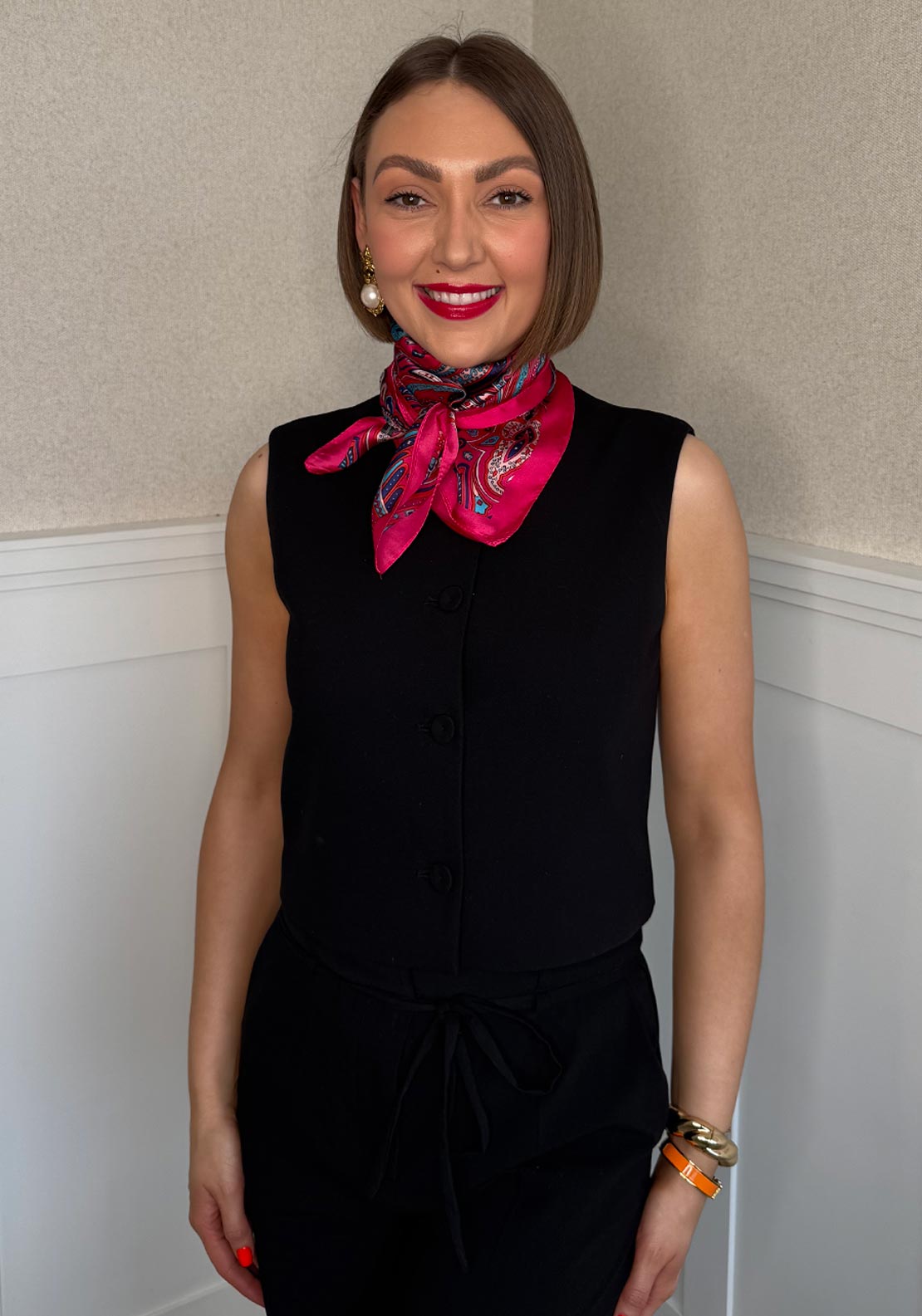 Serafina Collection Paisley Print Scarf, Dark Pink