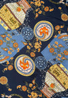 Serafina Collection Medieval Print Scarf, Navy Multi
