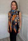 Serafina Collection Medieval Print Scarf, Navy Multi
