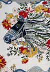 Serafina Collection Floral Horse Print Scarf, Green Multi