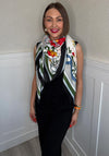 Serafina Collection Floral Horse Print Scarf, Green Multi