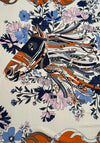 Serafina Collection Floral Horse Print Scarf, Orange Multi