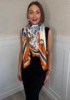 Serafina Collection Floral Horse Print Scarf, Orange Multi