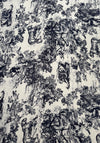 Serafina Collection Botanical Animal Print Scarf, Navy and White