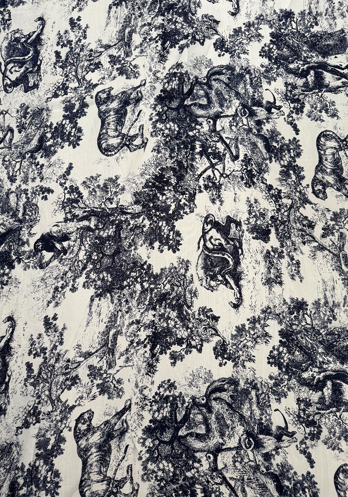 Serafina Collection Botanical Animal Print Scarf, Navy and White