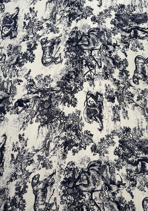 Serafina Collection Botanical Animal Print Scarf, Navy and White