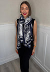 Serafina Collection Botanical Animal Print Scarf, Navy and White