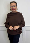 D.E.C.K By Decollage One Size Draped Oversized Jumper, Chocolate Brown