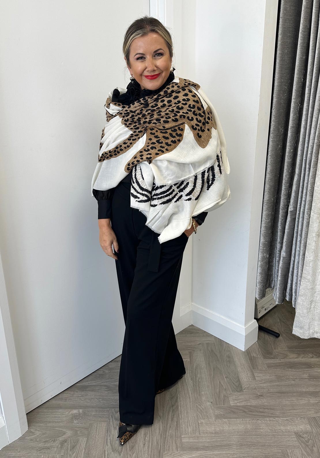 Serafina Collection Safari Animal Print Scarf, Beige
