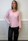 Serafina V Neck Jumper & Neck Scarf, Pink
