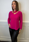 Serafina V Neck Jumper & Neck Scarf, Fuchsia Pink