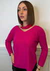 Serafina V Neck Jumper & Neck Scarf, Fuchsia Pink