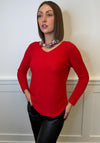 Serafina V Neck Jumper & Neck Scarf, Red