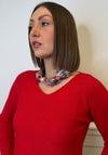 Serafina V Neck Jumper & Neck Scarf, Red