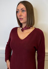 Serafina V Neck Jumper & Neck Scarf, Wine