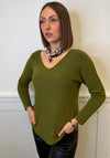 Serafina V Neck Jumper & Neck Scarf, Green