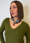 Serafina V Neck Jumper & Neck Scarf, Green