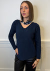 Serafina V Neck Jumper & Neck Scarf, Navy