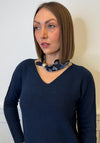 Serafina V Neck Jumper & Neck Scarf, Navy