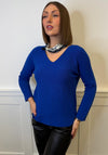 Serafina V Neck Jumper & Neck Scarf, Royal Blue