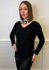 Serafina V Neck Jumper & Neck Scarf, Black