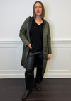 Naya Quilted Hooded Longline Coat, Green