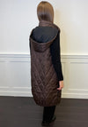 Naya Quilted Hooded Longline Gilet, Brown