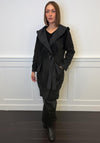 Naya Textured Belted Hooded Jacket, Black