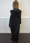 Naya Textured Belted Hooded Jacket, Black