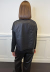 Naya Leatherette Pocket Detail Short Sleeve Shirt, Black