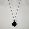 Serafina Collection Glittered Circle Resin Pendant Long Necklace, Black