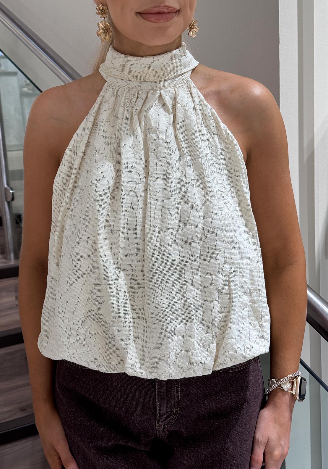Vero Moda Nina Halter Neck Top, Cream