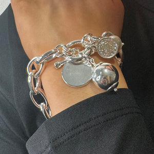 Absolute Multi Charm T-Bar Bracelet, Silver