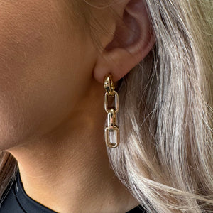 Absolute Squared Chain Link Earrings, Gold