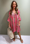Serafina Collection Emily Print Tunic Knee Length Dress, Pink Multi