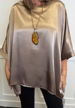 Serafina Collection Gold Plated Resin Pendant Necklace, Brown