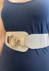 Serafina Collection Gold Buckle Elasticated Obi Belt, Taupe