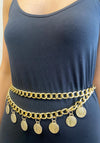 Serafina Collection Coin Metal Chain Belt, Gold