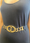Serafina Collection Gold Buckle Elasticated Narrow Belt, Black