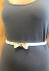 Serafina Collection Bow Buckle Narrow Belt, White & Gold