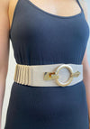 Serafina Collection Hook Ring Stretch Waist Belt, Taupe