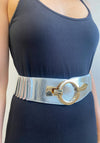Serafina Collection Hook Ring Stretch Waist Belt, Silver