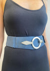 Serafina Collection Hook Ring Stretch Waist Belt, Navy