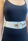Serafina Collection Hook Ring Stretch Waist Belt, White