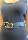 Serafina Collection Double Ring Belt, Black & Gold