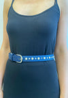 Serafina Collection Diamante Pearl Belt, Navy